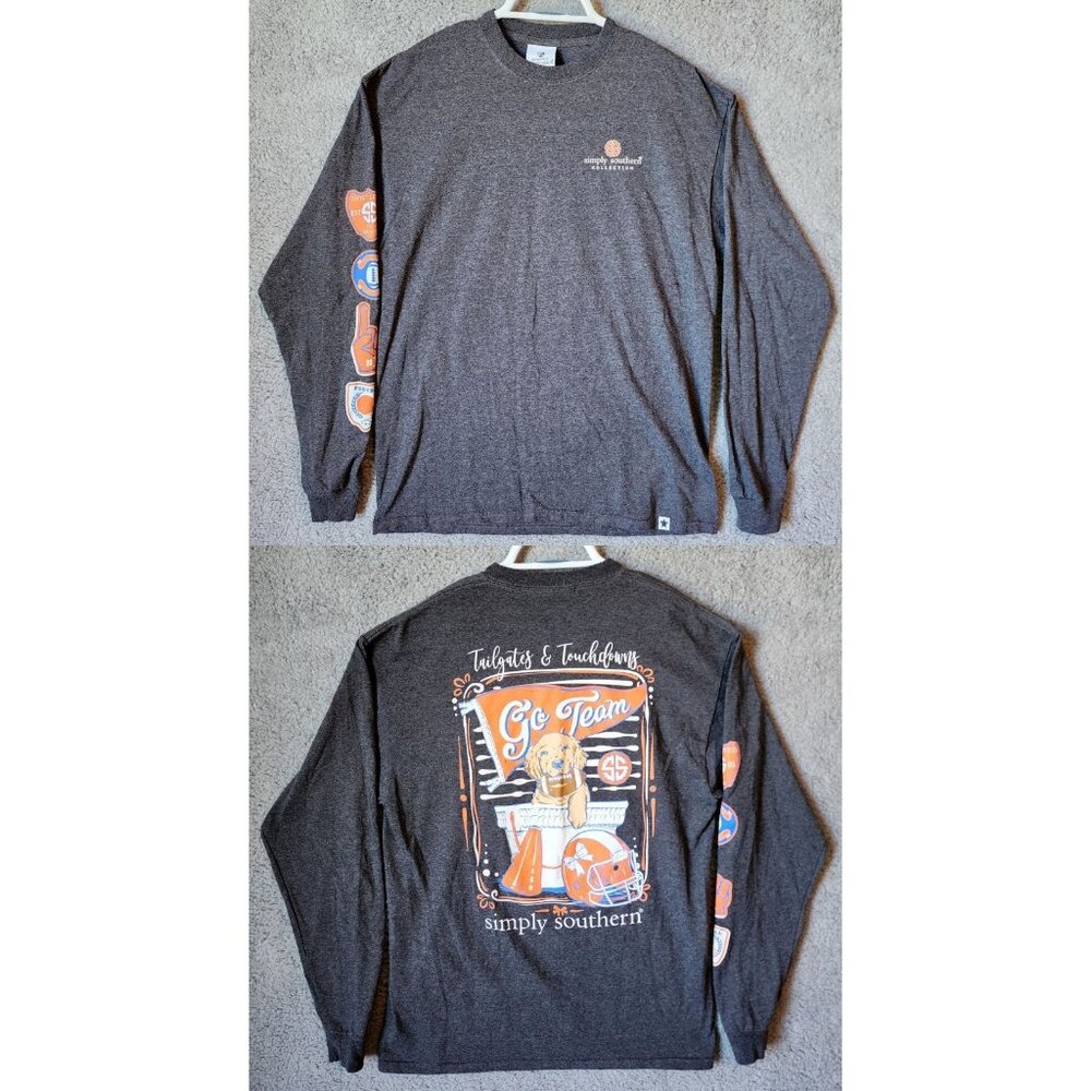 Simply Southern Long Sleeve Shirt Tailgates & Touchdowns Dog Football Size Large